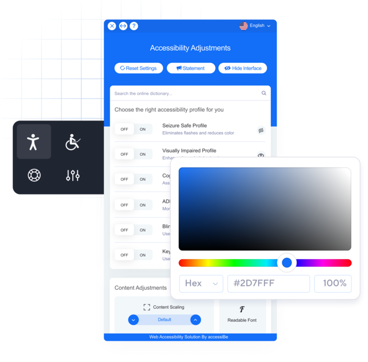 a visual representation of accessibe's accessWidget interface