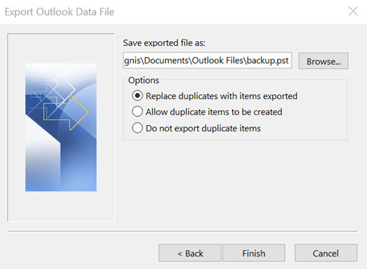 Export Outlook Data File